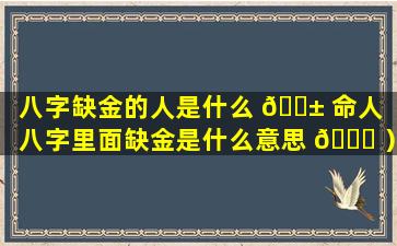 八字缺金的人是什么 🐱 命人（八字里面缺金是什么意思 🐎 ）